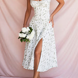 Hannah | Pastellgrün Taillenformendes Midikleid