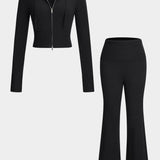 Luisa | Strick-Zweiteiler mit Kapuzenjacke & Schlaghose