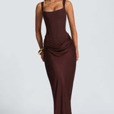 Damen Maxikleid mit Trägern und Geradem Schnitt