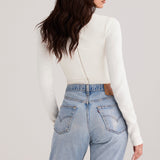 Margot | Chic Weiß Ausschnitt Langarm Crop Top für Trendy Frauen