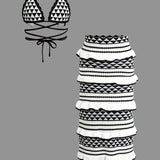 Sandy | Strick-Zweiteiler mit Häkel-Bikini & Rüschenrock