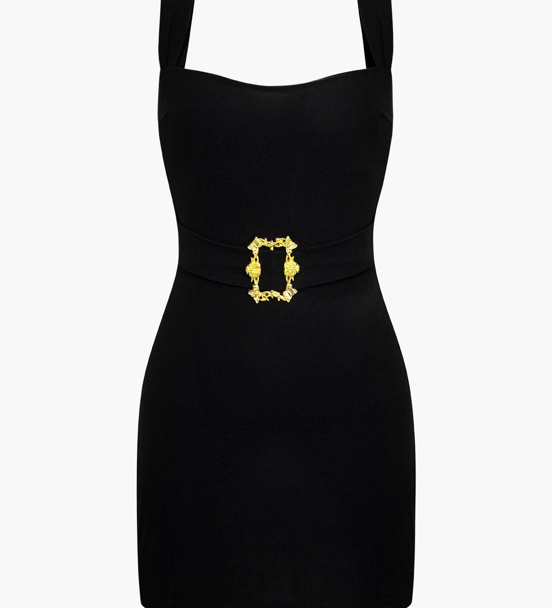 Amara | Elegantes Schwarzes Minikleid mit Goldgürtel – Zeitlose Raffinesse für stilvolle Auftritte