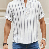 Samuel | Kurzarm-Henley-Sommerhemd mit Streifenmuster