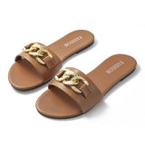 Trendige Slides mit goldener Kette – Eleganz & Komfort für den Sommer