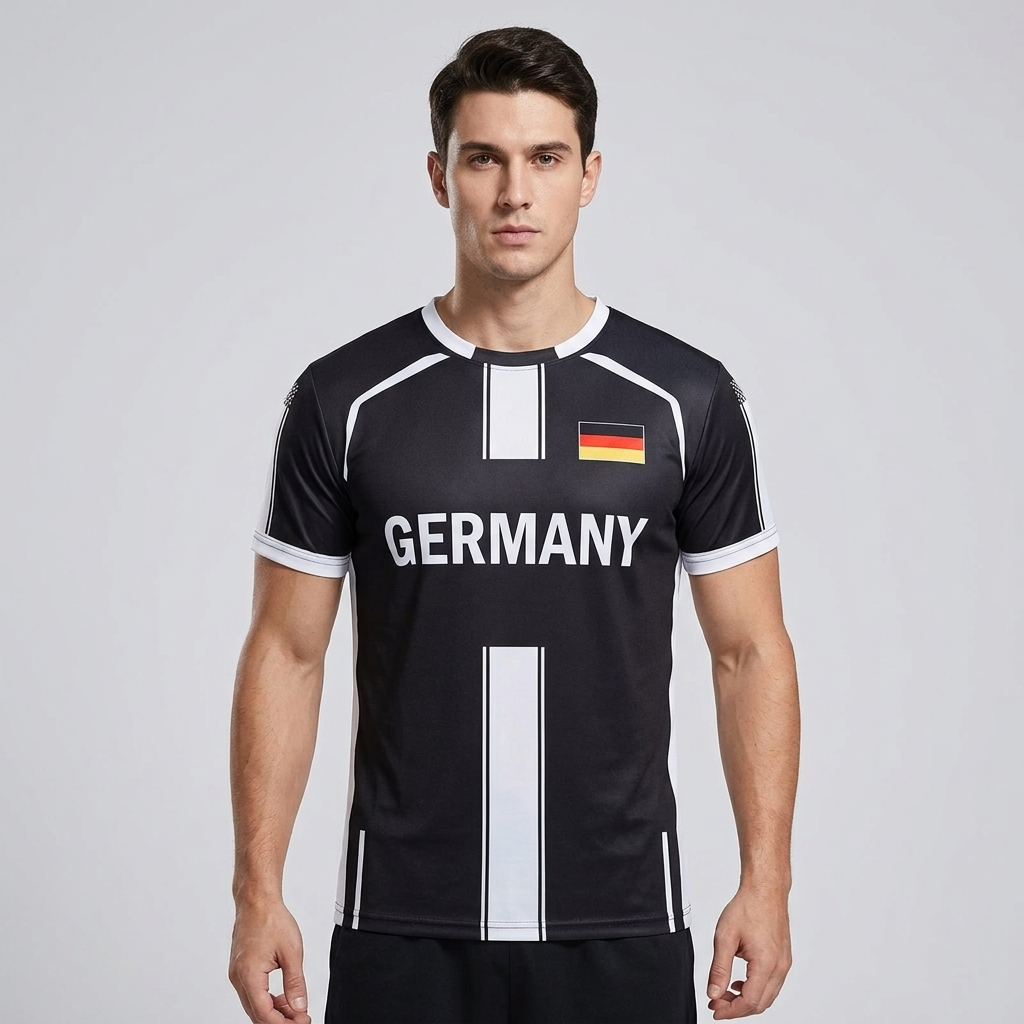Fußballtrikot Deutschland - Retro Fan-Shirt Adler Print - Rundhals Kurzarm Jersey