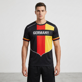 Fußballtrikot Deutschland - Retro Fan-Shirt Adler Print - Rundhals Kurzarm Jersey