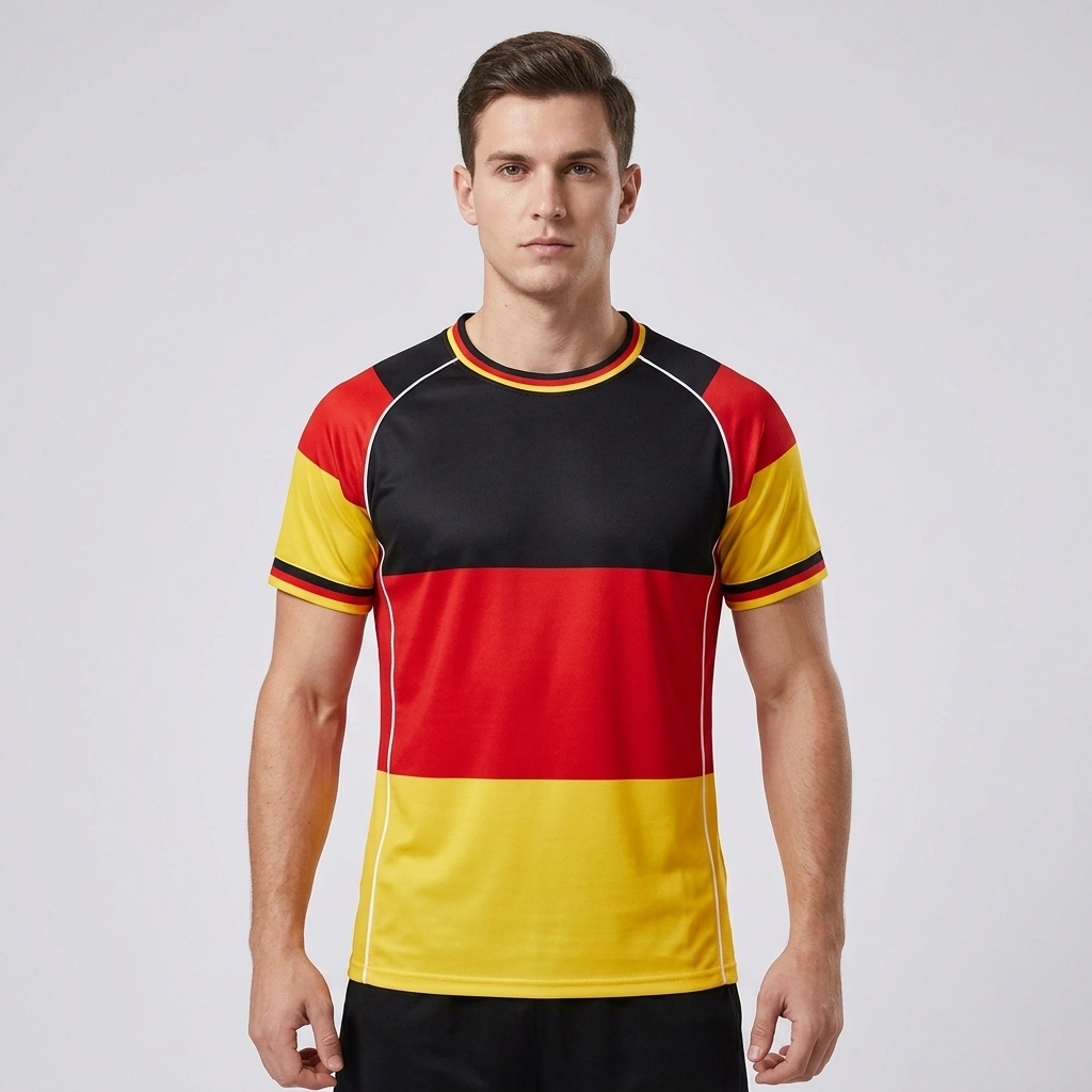 Fußballtrikot Deutschland - Retro Fan-Shirt Adler Print - Rundhals Kurzarm Jersey
