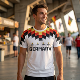 T-Shirt Deutschland Fußball - Retro Fan-Shirt 4 Sterne WM - Rundhals Kurzarm