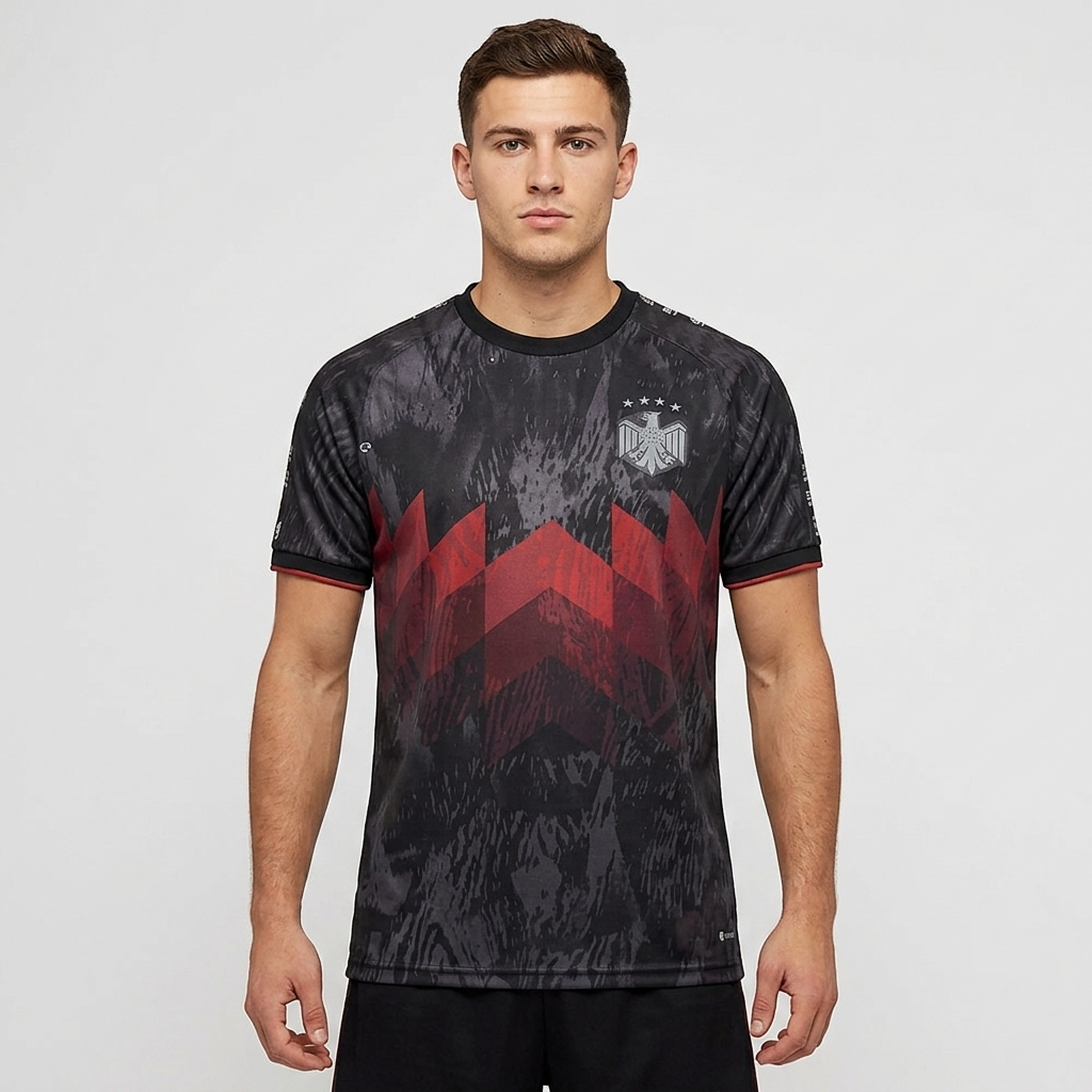 Fußballtrikot Deutschland - Retro Fan-Shirt Adler Print - Rundhals Kurzarm Jersey