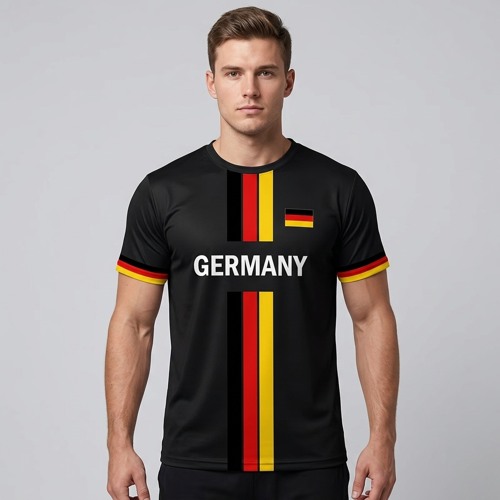 Fußballtrikot Deutschland - Retro Fan-Shirt Adler Print - Rundhals Kurzarm Jersey