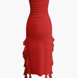 Sofia | Elegantes Bandeau-Maxikleid mit Volant-Details – Zeitlose Raffinesse