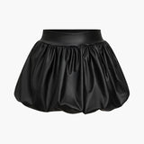 Cordula | Extravaganter Ballon-Minirock aus Kunstleder mit elastischem Bund