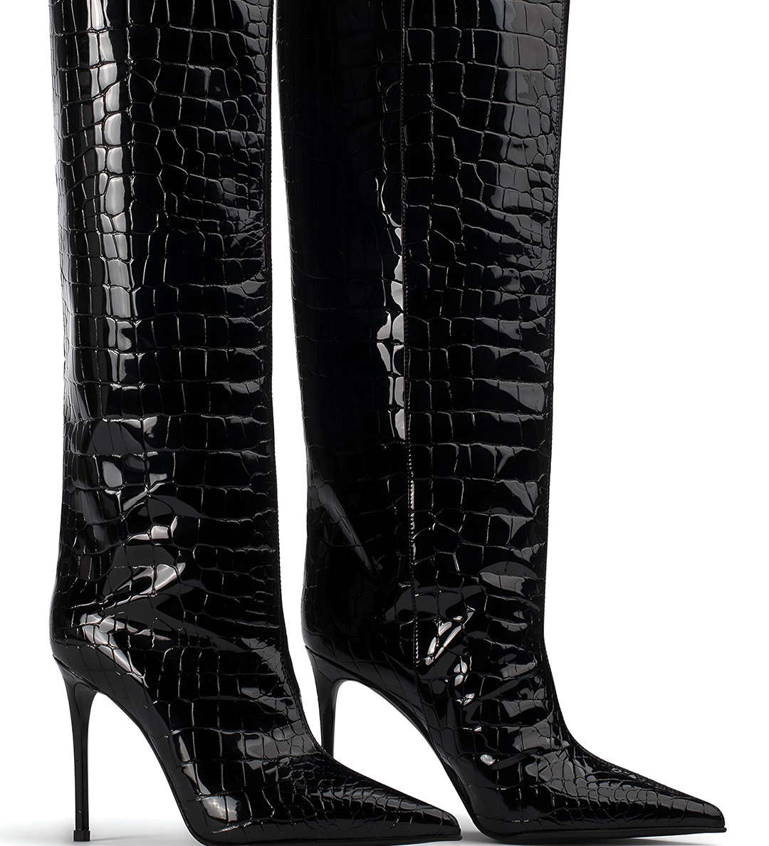 Camille | Croco-Leder-Stiefel mit Stiletto-Absatz - Zendoo.de