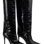 Camille | Croco-Leder-Stiefel mit Stiletto-Absatz - Zendoo.de
