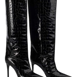 Camille | Croco-Leder-Stiefel mit Stiletto-Absatz - Zendoo.de