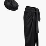 Selene | One-Shoulder Bandeau-Top & Drapierter Maxirock – Perfekt für stilvolle Auftritte