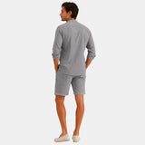 Herren Stehkragenhemd und Shorts Set