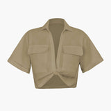 Janice | Stylisches Kurzarm Crop Shirt mit kragen