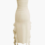 Sofia | Elegantes Bandeau-Maxikleid mit Volant-Details – Zeitlose Raffinesse