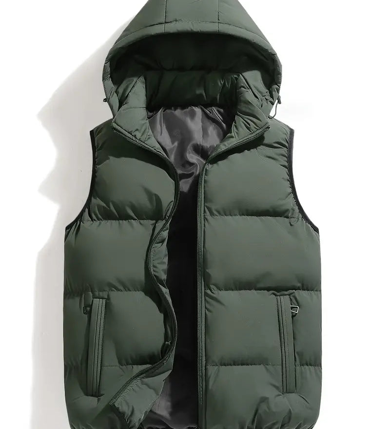 Isaac | Leichter Körperwärmer Herren Winter Steppweste mit Kapuze