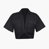 Janice | Stylisches Kurzarm Crop Shirt mit kragen