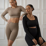 Sienna | Nahtloses Crop Longsleeve in Espresso