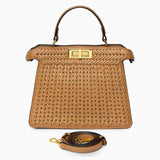 Estelle | Elegante geflochtene Handtasche mit Drehverschluss & goldenen Details