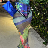 Rosina | Zweiteiliges Set mit abstraktem Print & Bandeau-Top