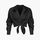 Florentine | Elegante Langarm-Bluse aus seidigem Satin