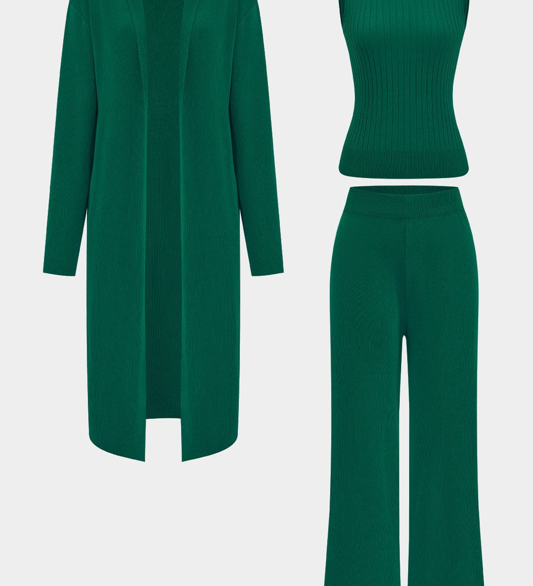 Luanne | Elegantes Dreiteiliges Set aus Geripptem Strick