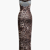 Amelie | Verführerisches Leopard-Maxikleid – Sinnlicher Look mit Beinschlitz