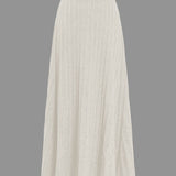 Gerlinde | Weit schwingender Strick-Midirock mit Plissee-Falten und elastischem Bund