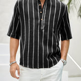Samuel | Kurzarm-Henley-Sommerhemd mit Streifenmuster