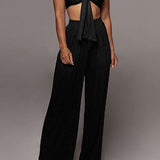 Lara | Elegantes Zweiteiler-Set mit Schleifen-Bandeau & Weitbein-Hose