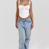 Beate | Weißes Korsett-Top mit Schnürung für Frauen