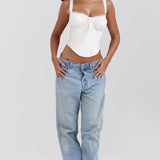 Beate | Weißes Korsett-Top mit Schnürung für Frauen