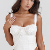 Beate | Weißes Korsett-Top mit Schnürung für Frauen