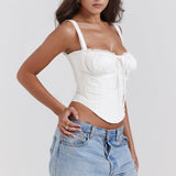 Beate | Weißes Korsett-Top mit Schnürung für Frauen
