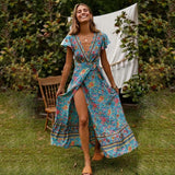 Boho Maxikleid mit Wickeldesign und hohem Schlitz