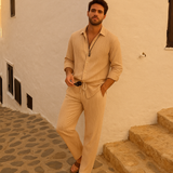 Elegantes Herren-Set in Plissee-Optik | Hemd & Lange Hose