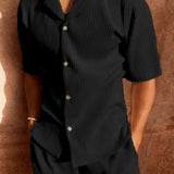 Herren Sommer Set – Kurzarmhemd & Shorts mit modernem Streifen-Design