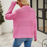 Damen Strickpullover – Leichter Pullover mit Lochmuster und Rundhalsausschnitt