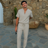 Modernes Herren Lounge-Set | Polo mit Stehkragen & Hose
