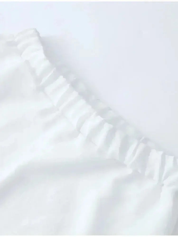 Zoë | Stilvolle weiße Rüschen Shorts Set Zendoo.de