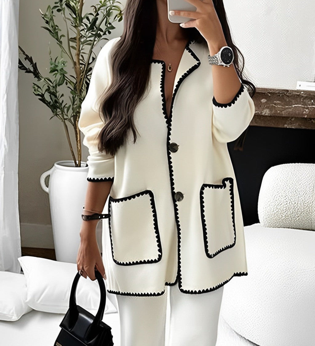 Damen Zweiteiler Set Cardigan Hose Elegant Casual Streetwear