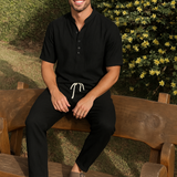 Lässiges Herren-Set mit Henley-Shirt | Top & Hose