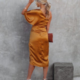 Wilhelmina | Elegantes One-Shoulder Satin-Kleid mit Drapierung