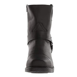 Damen-Mid-Cut-Lederstiefel im Bikerstil mit Harness-Detail