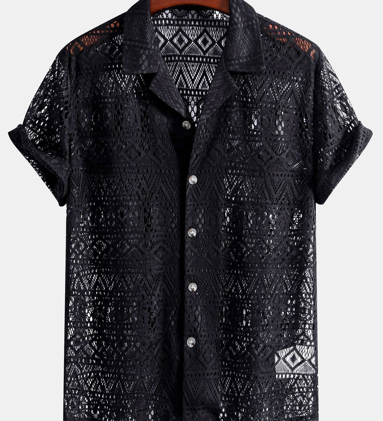 David | Transparente Häkelshirt mit Ethno-Muster