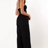 Laura | Eleganter Ärmelloser Jumpsuit mit Weiten Beinen für Frauen